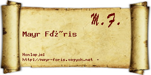 Mayr Fóris névjegykártya